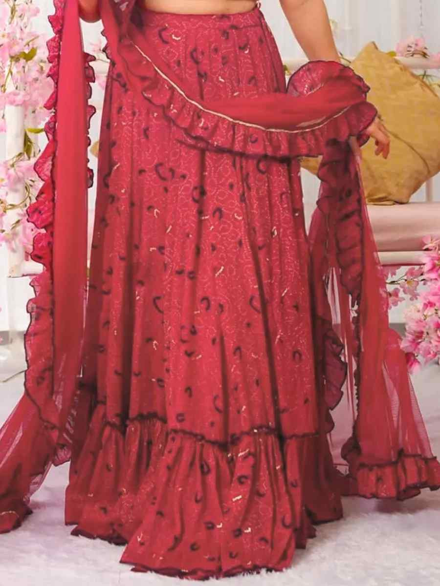 Pink Chinon floral Printed Festival Traditional Lehenga Choli