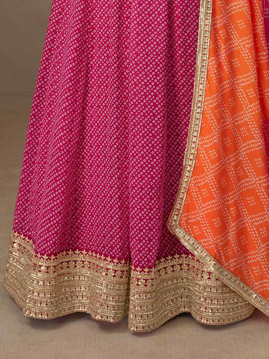 Pink Chinon Printed Women Wear Embroidered Women Wear Festival Casual Wedding Gown