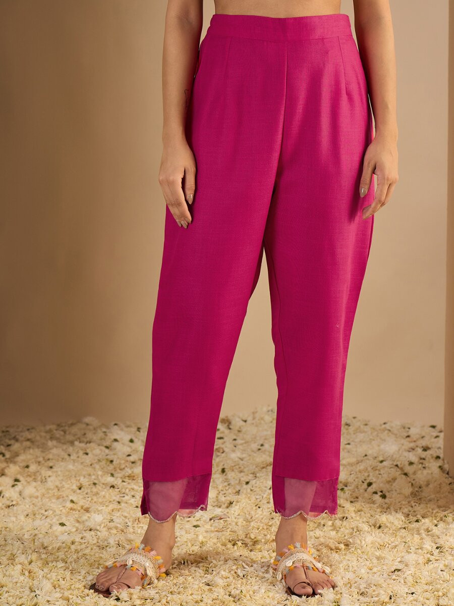 Pink Cotton Blend Plain Party Wedding Festival Casual Ready Pant Salwar Kameez