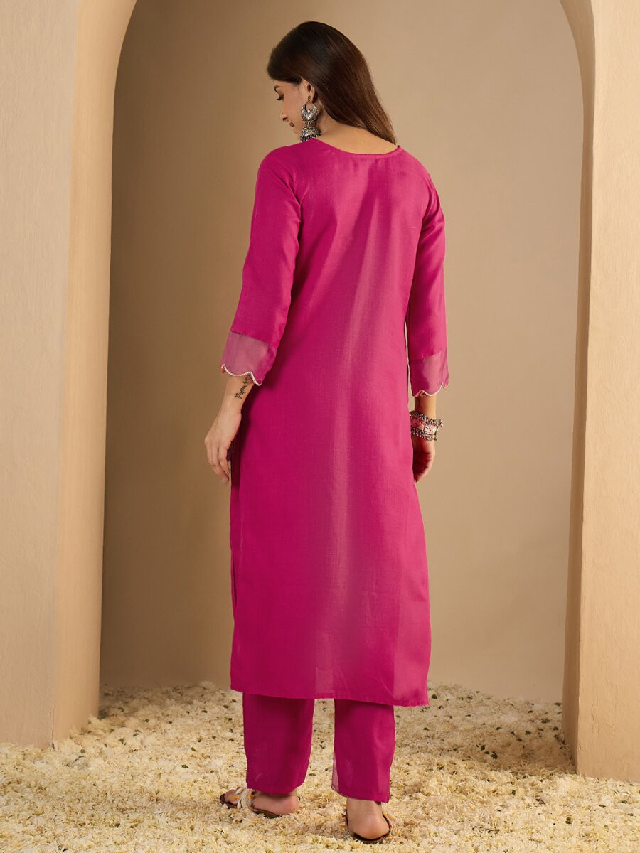 Pink Cotton Blend Plain Party Wedding Festival Casual Ready Pant Salwar Kameez