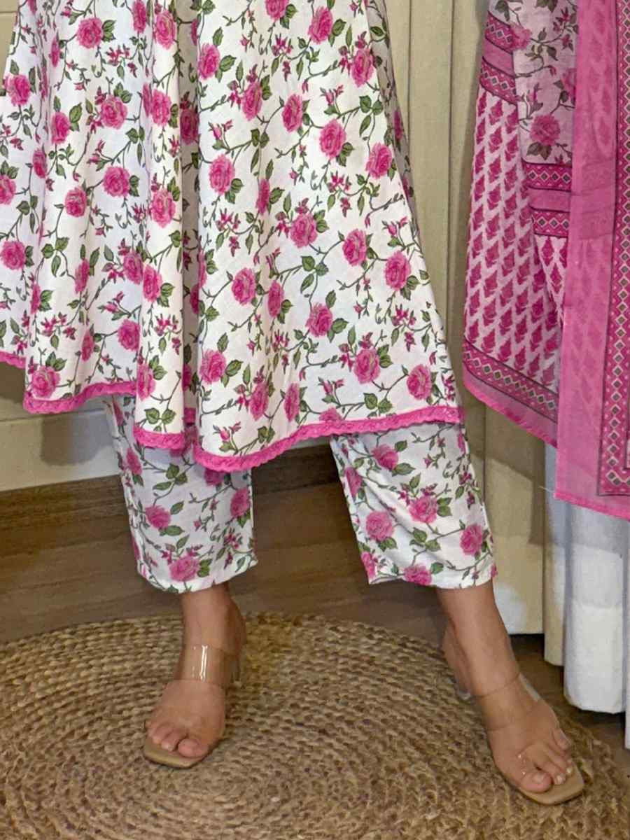 Pink Cotton Embroidered Festival Casual Ready Pant Salwar Kameez