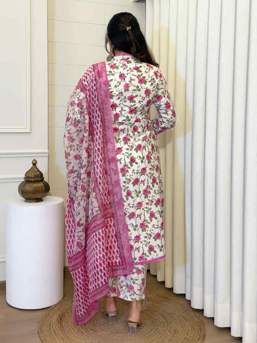Pink Cotton Embroidered Festival Casual Ready Pant Salwar Kameez