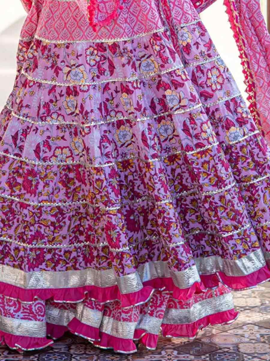 Pink Cotton Embroidered Festival Party Ready Anarkali Salwar Kameez