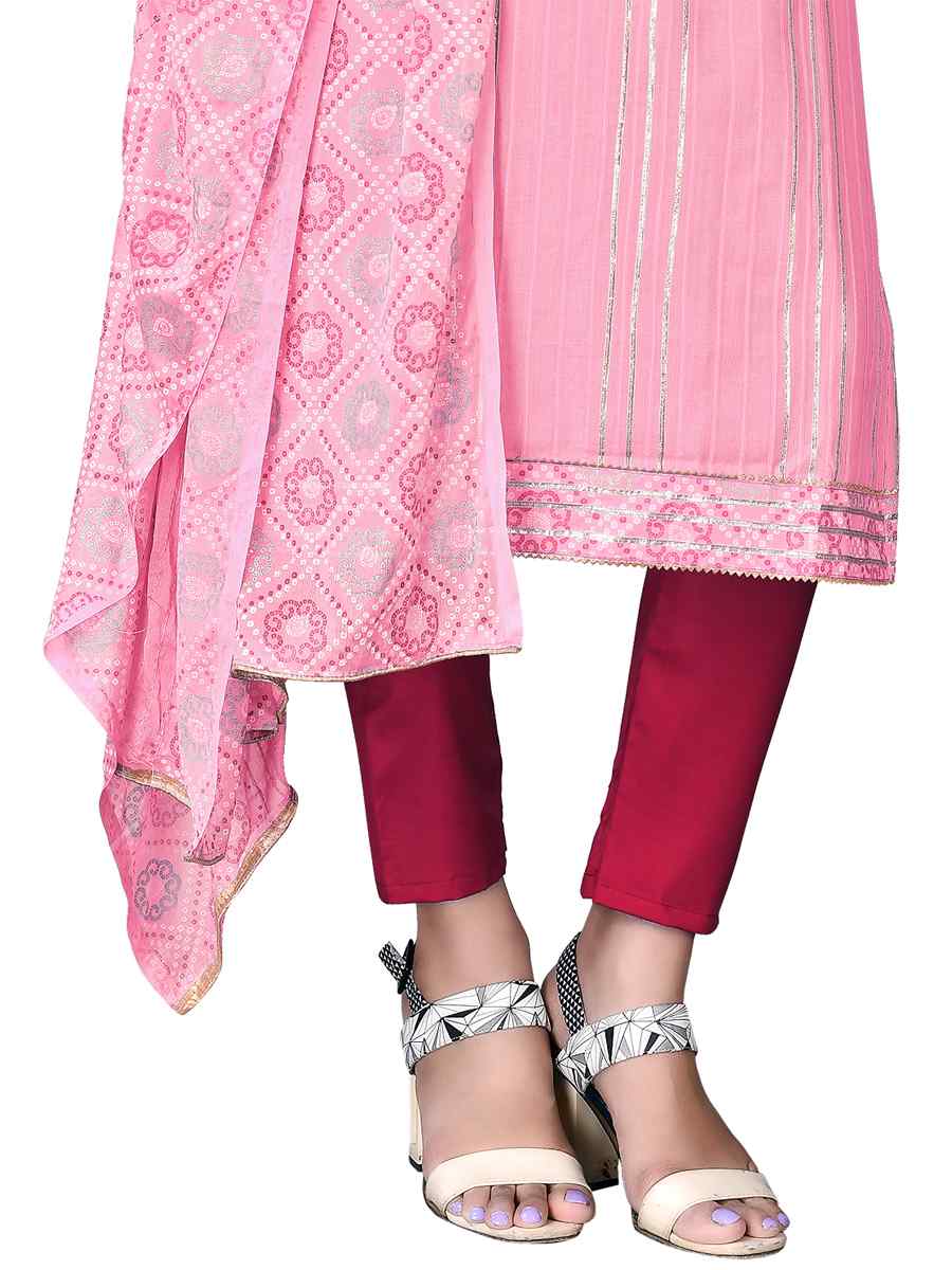 Pink Cotton Embroidered Festival Wedding Pant Salwar Kameez