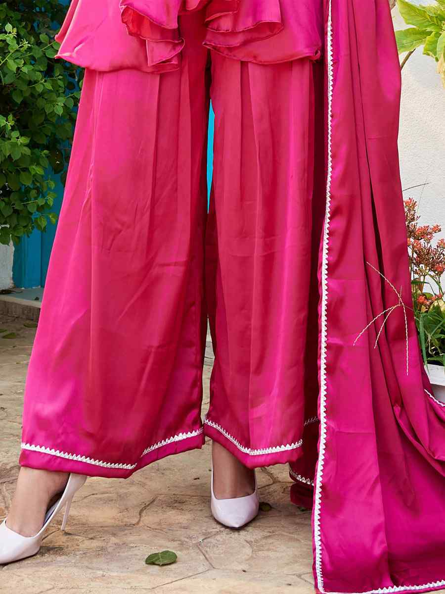 Pink Cotton Handwoven Festival Palazzo Pant Salwar Kameez