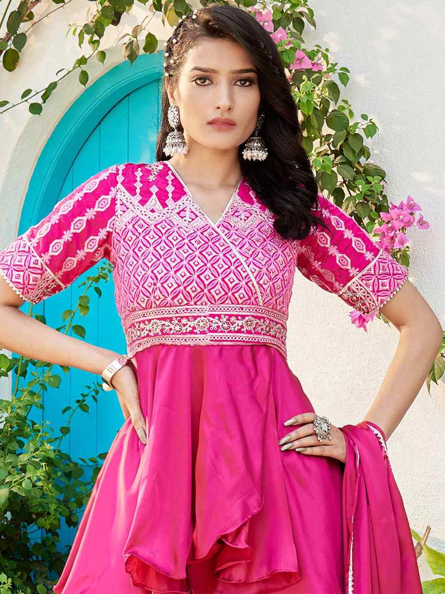Pink Cotton Handwoven Festival Palazzo Pant Salwar Kameez