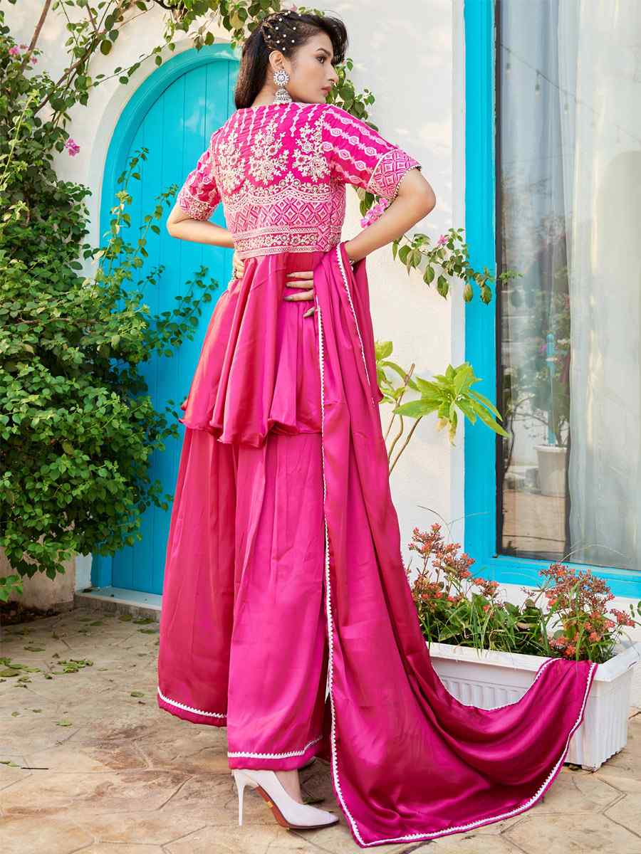 Pink Cotton Handwoven Festival Palazzo Pant Salwar Kameez
