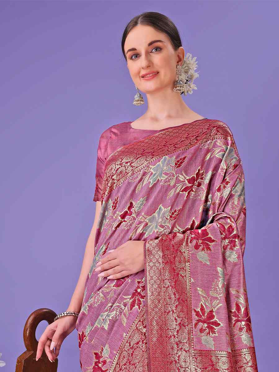 Pink Cotton Handwoven Festival Wedding Fancy Heavy Border Saree