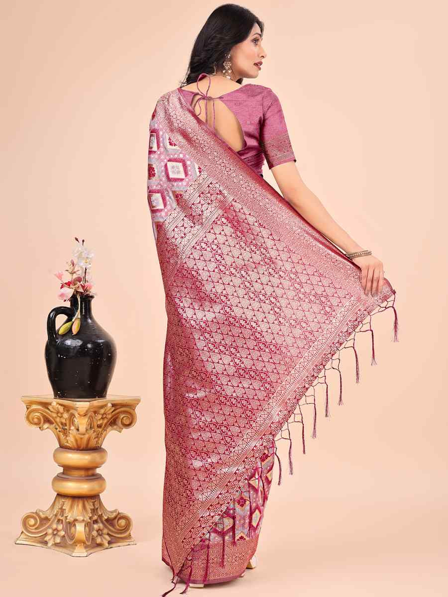 Pink Cotton Handwoven Festival Wedding Fancy Heavy Border Saree