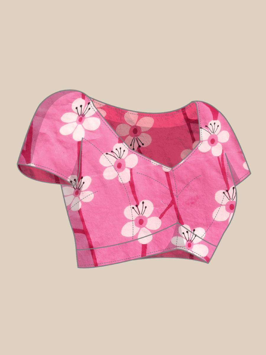 Pink Cotton Printed Festival Casual Contemporary Sarees