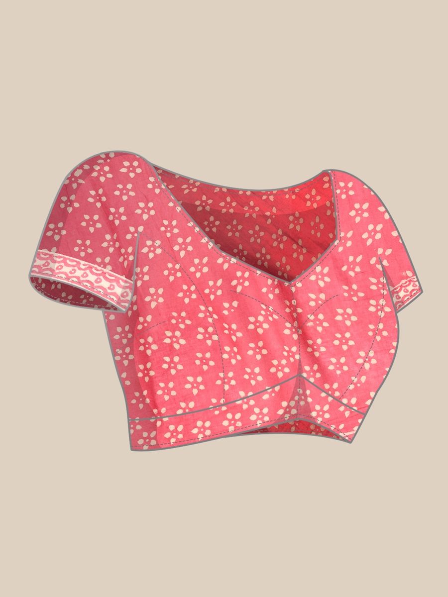 Pink Cotton Printed Festival Casual Contemporary Sarees