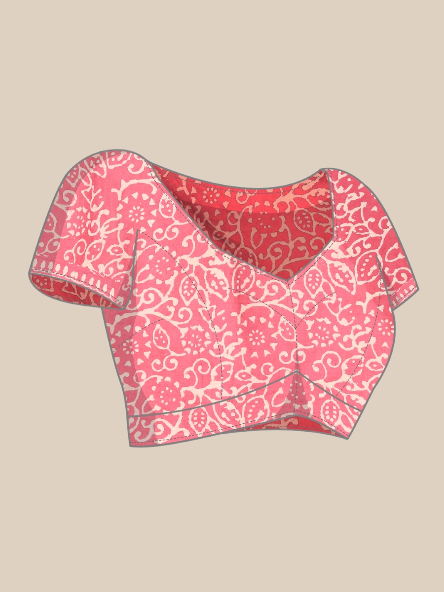 Pink Cotton Printed Festival Casual Contemporary Sarees