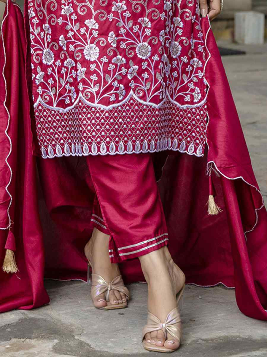 Pink Cotton Silk Blend Embroidery Party Wedding Festival Casual Ready Pant Salwar Kameez