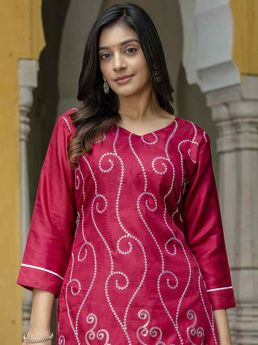 Pink Cotton Silk Blend Embroidery Party Wedding Festival Casual Ready Pant Salwar Kameez