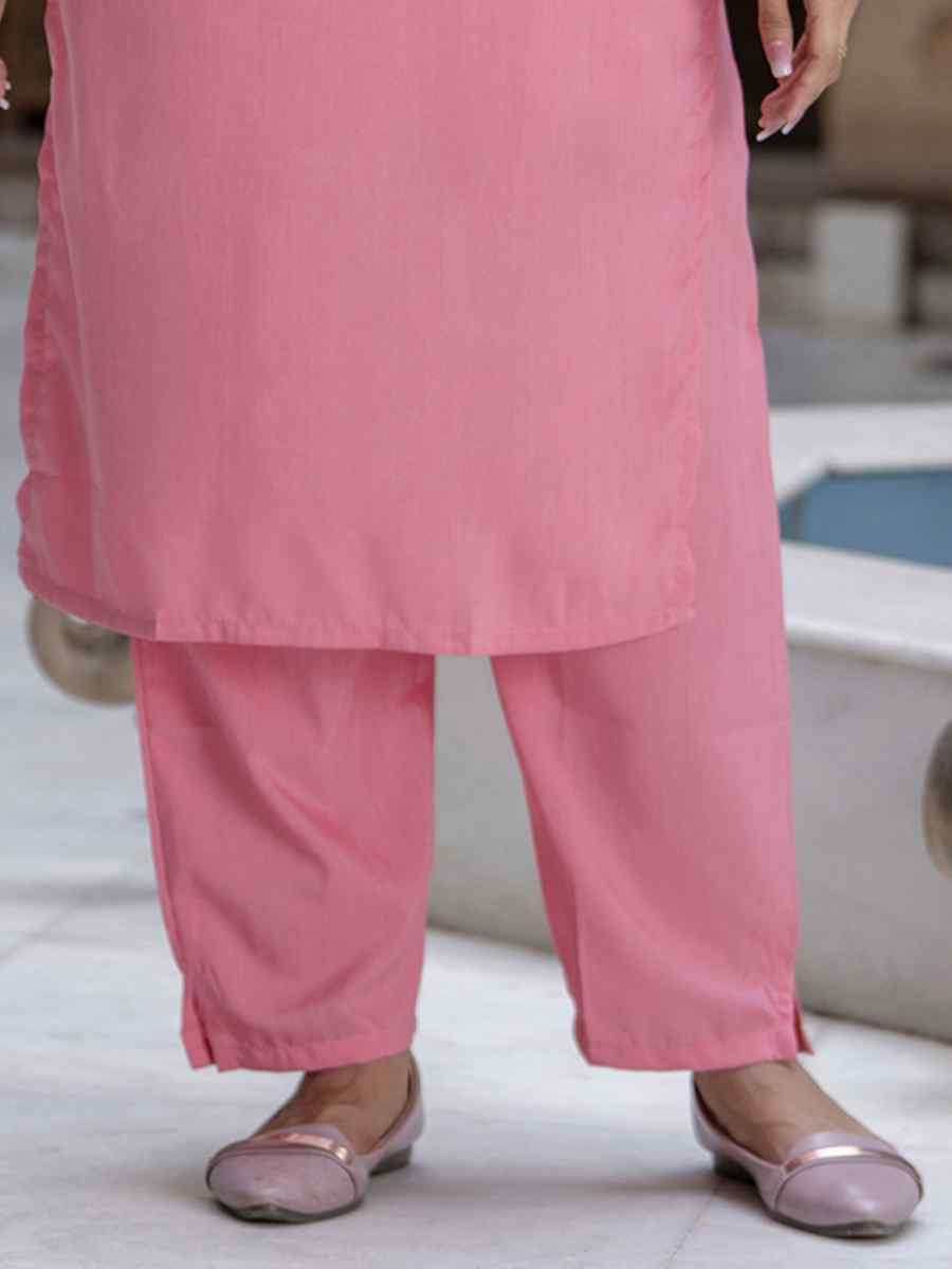 Pink Cotton Silk Blend Embroidery Party Wedding Festival Casual Ready Pant Salwar Kameez
