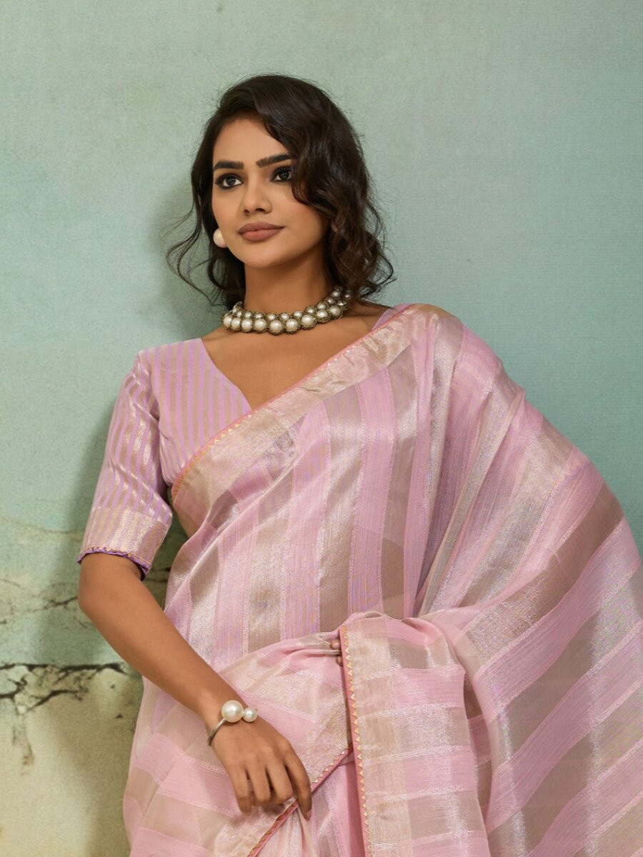 Pink Cotton Silk Blend Zari Weaving Wedding Reception Party Festival Casual Heavy Border Sarees