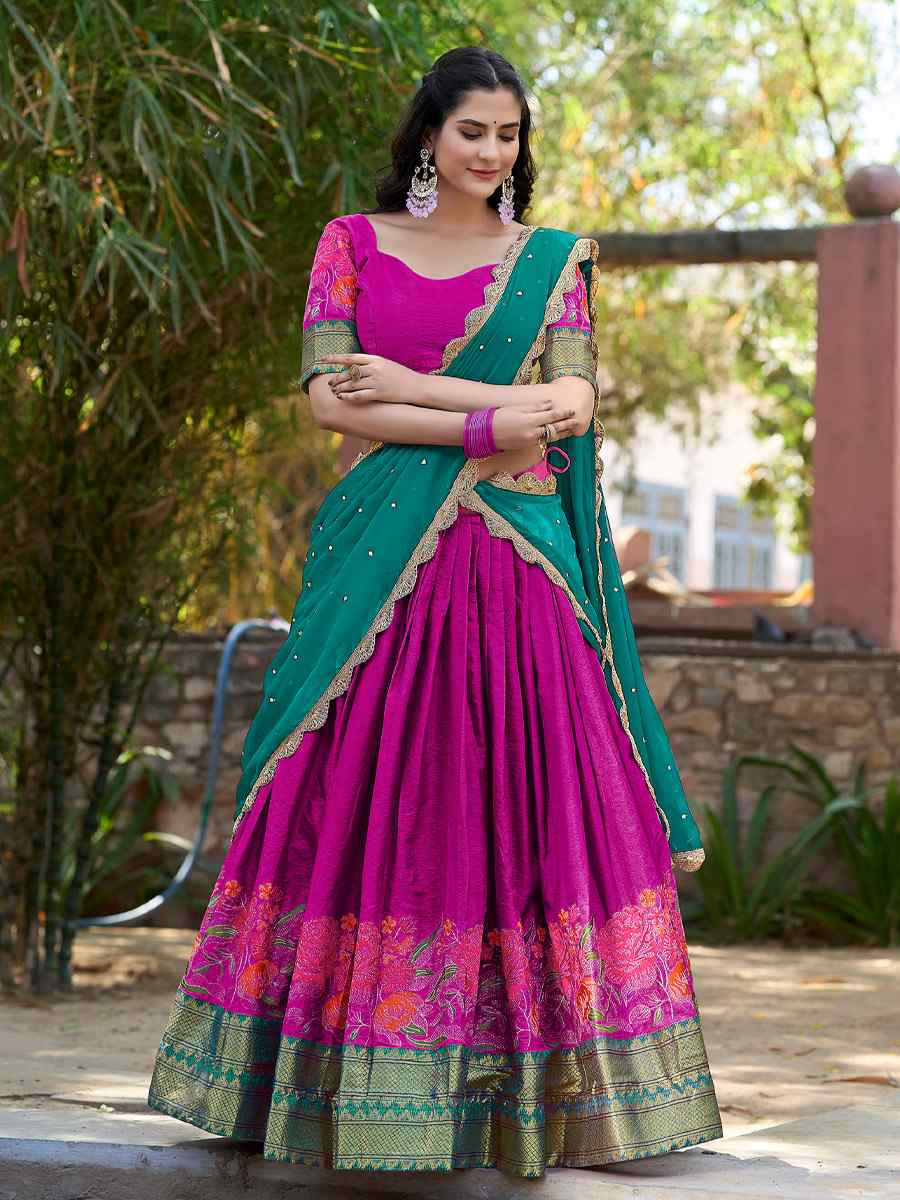 Pink Cotton Silk Embroidered Party Reception Wedding Lehenga Choli