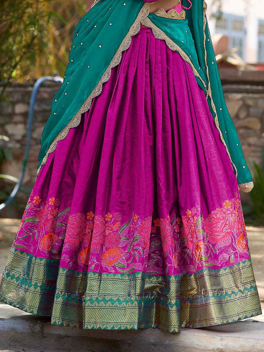 Pink Cotton Silk Embroidered Party Reception Wedding Lehenga Choli