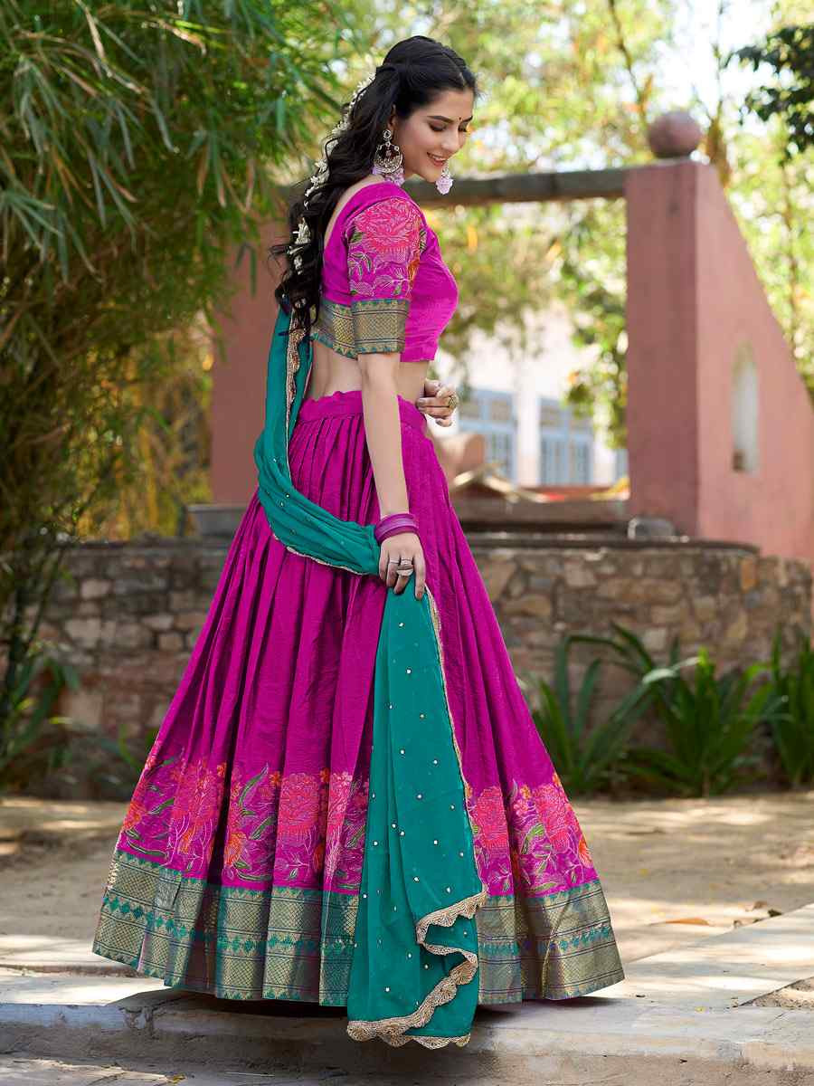 Pink Cotton Silk Embroidered Party Reception Wedding Lehenga Choli