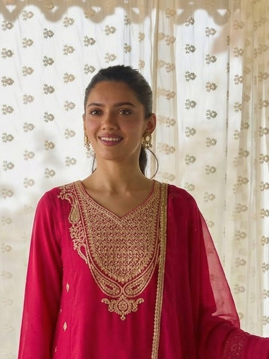Pink Cotton Silk Embroidery Wedding Party Festival Casual Ready Palazzo Pant Salwar Kameez