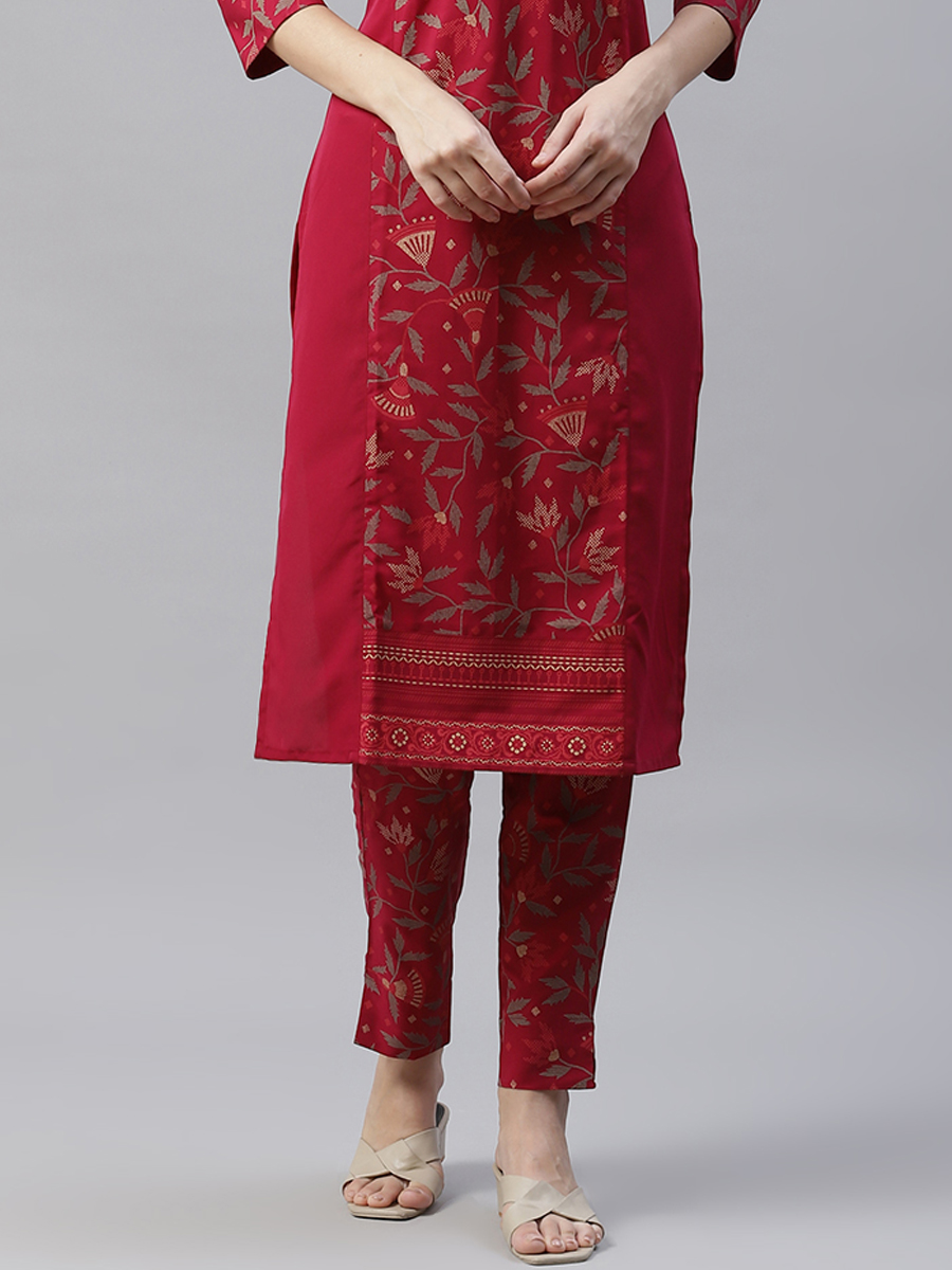 Pink Crepe Printed Festival Casual Kurti