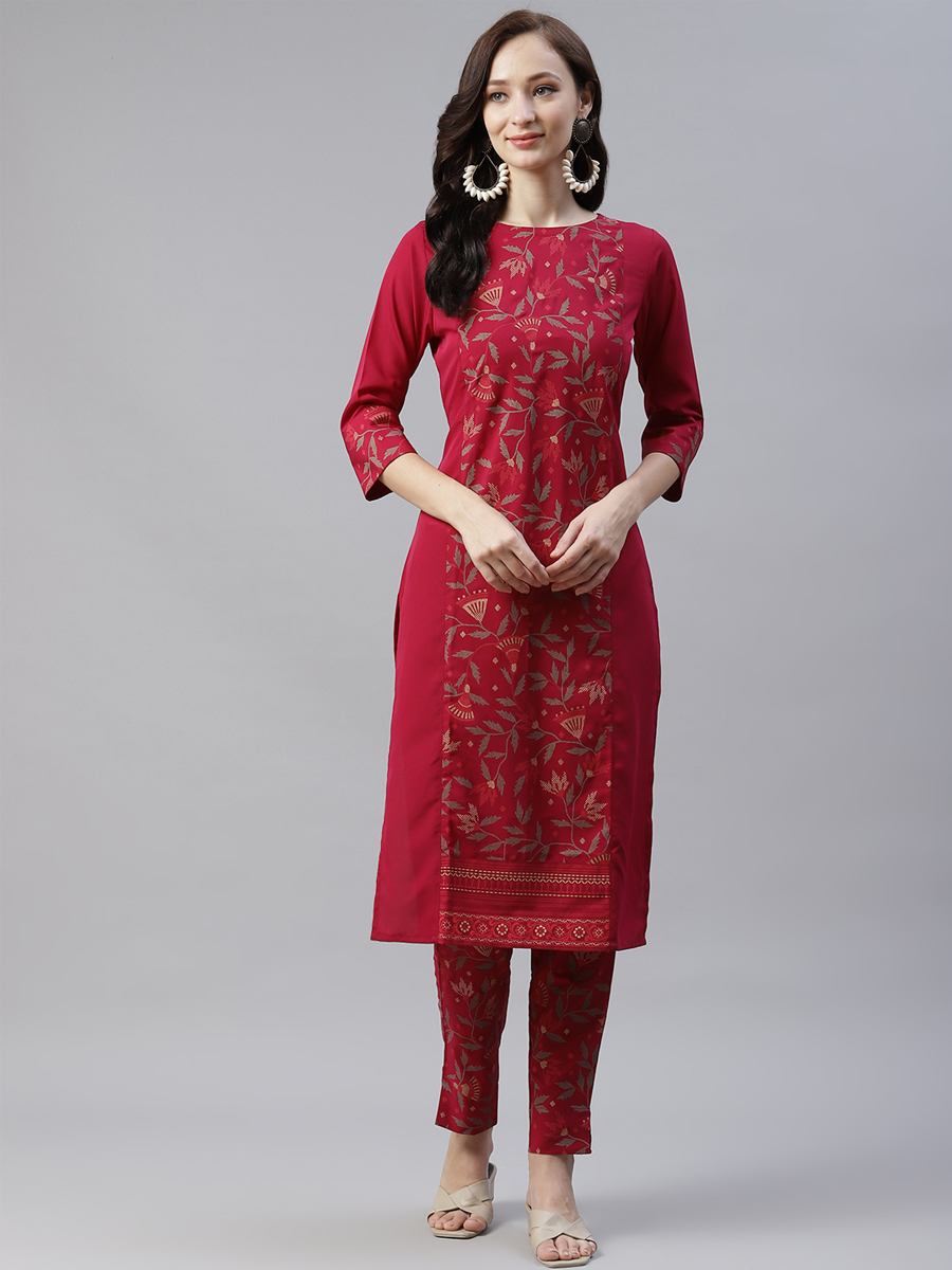 Pink Crepe Printed Festival Casual Kurti