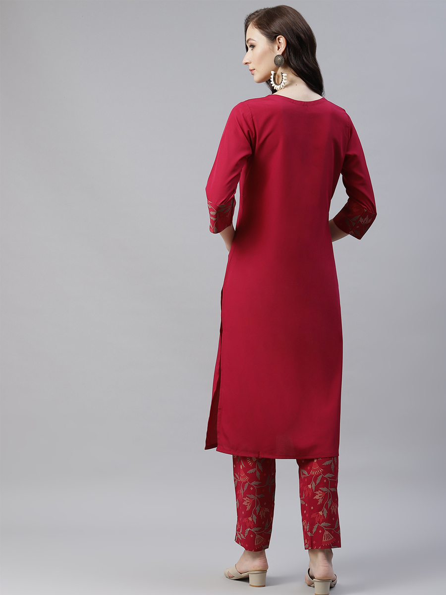 Pink Crepe Printed Festival Casual Kurti
