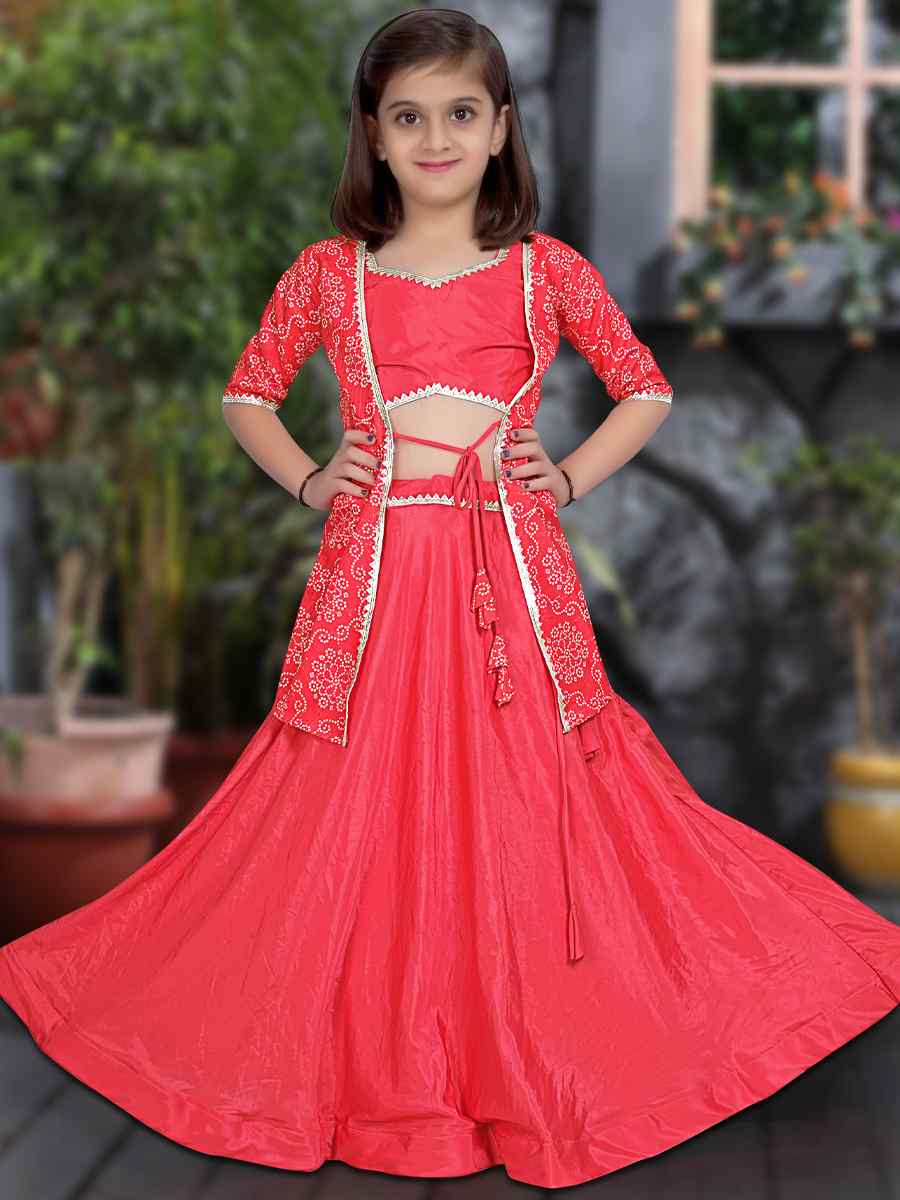 Pink Crepe Silk Printed Festival Party Lehengas Girls Wear