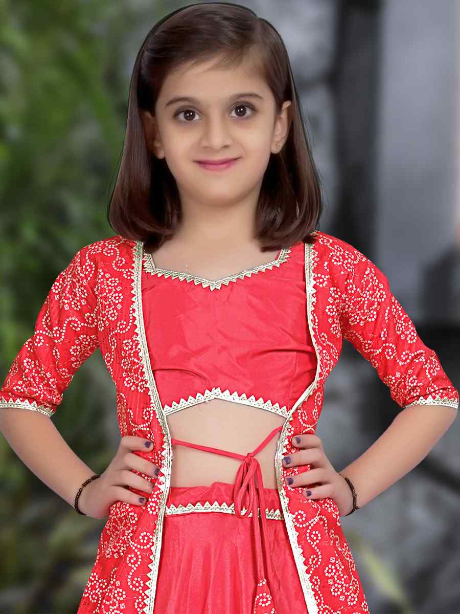 Pink Crepe Silk Printed Festival Party Lehengas Girls Wear