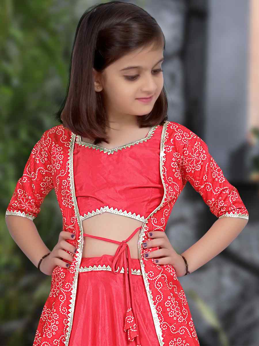 Pink Crepe Silk Printed Festival Party Lehengas Girls Wear