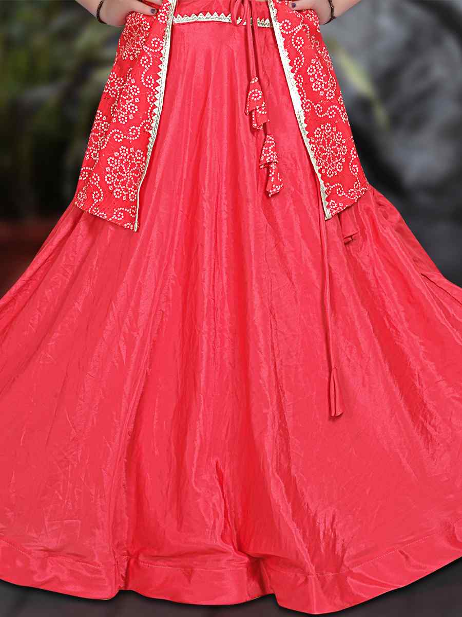 Pink Crepe Silk Printed Festival Party Lehengas Girls Wear