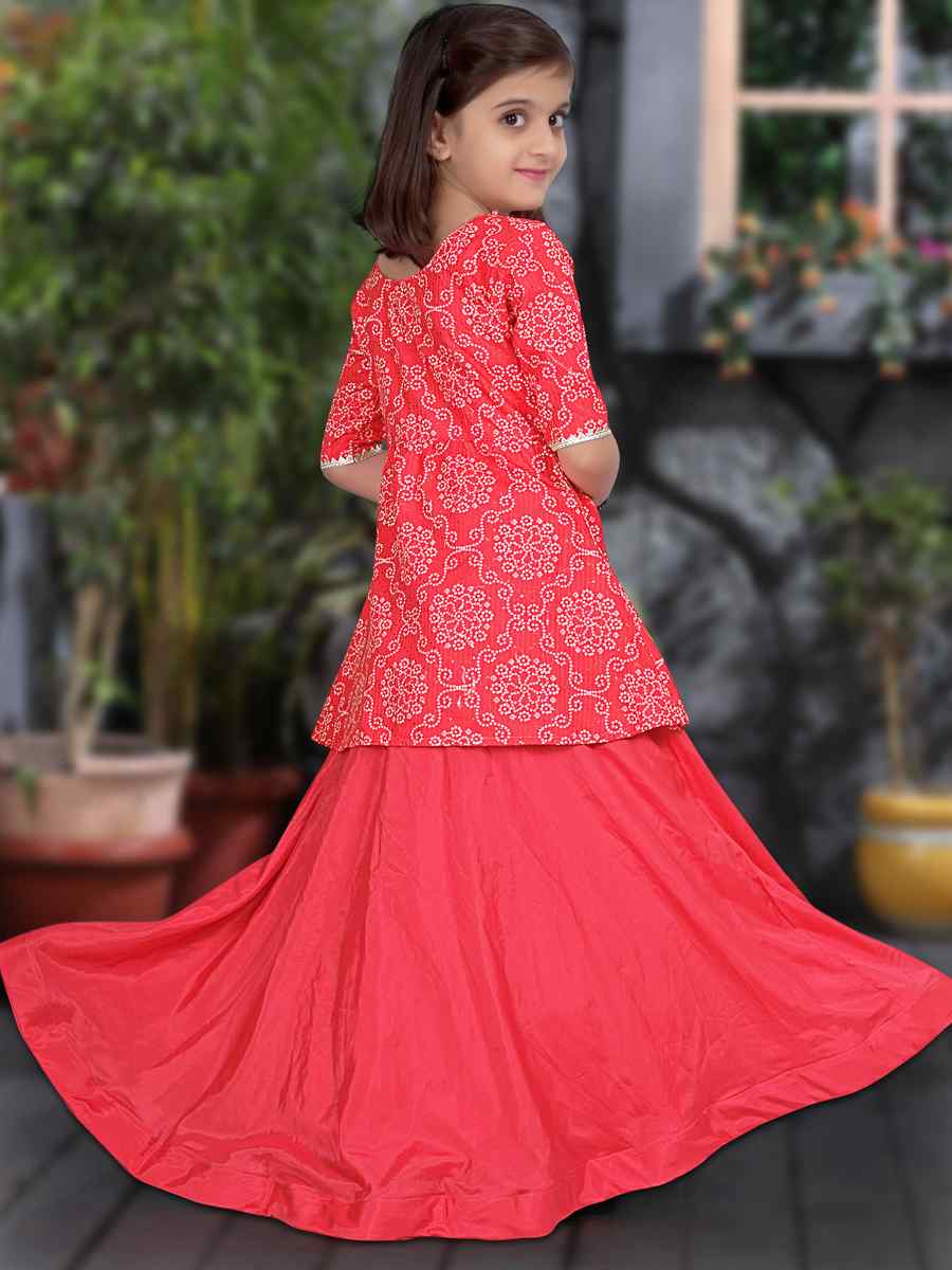 Pink Crepe Silk Printed Festival Party Lehengas Girls Wear