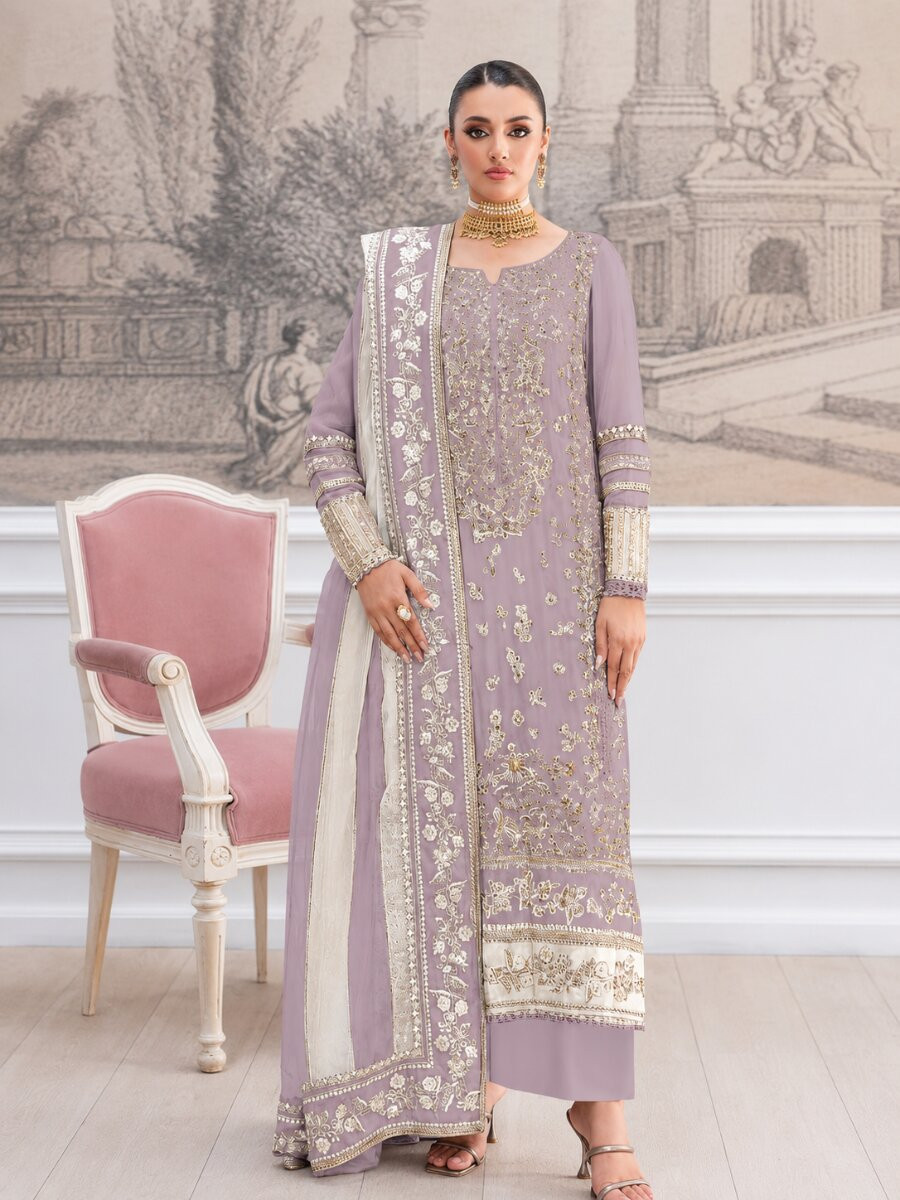 Pink Crunchy Embroidery Zari Sequins Khatli Work Wedding Party Festival Casual Palazzo Pant Salwar Kameez