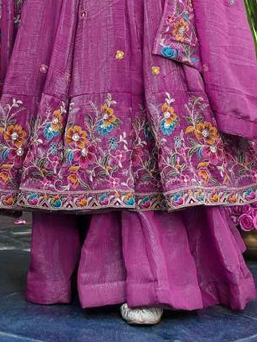 Pink Crunchy Silk Embroidery Party Wedding Festival Casual Ready Anarkali Salwar Kameez