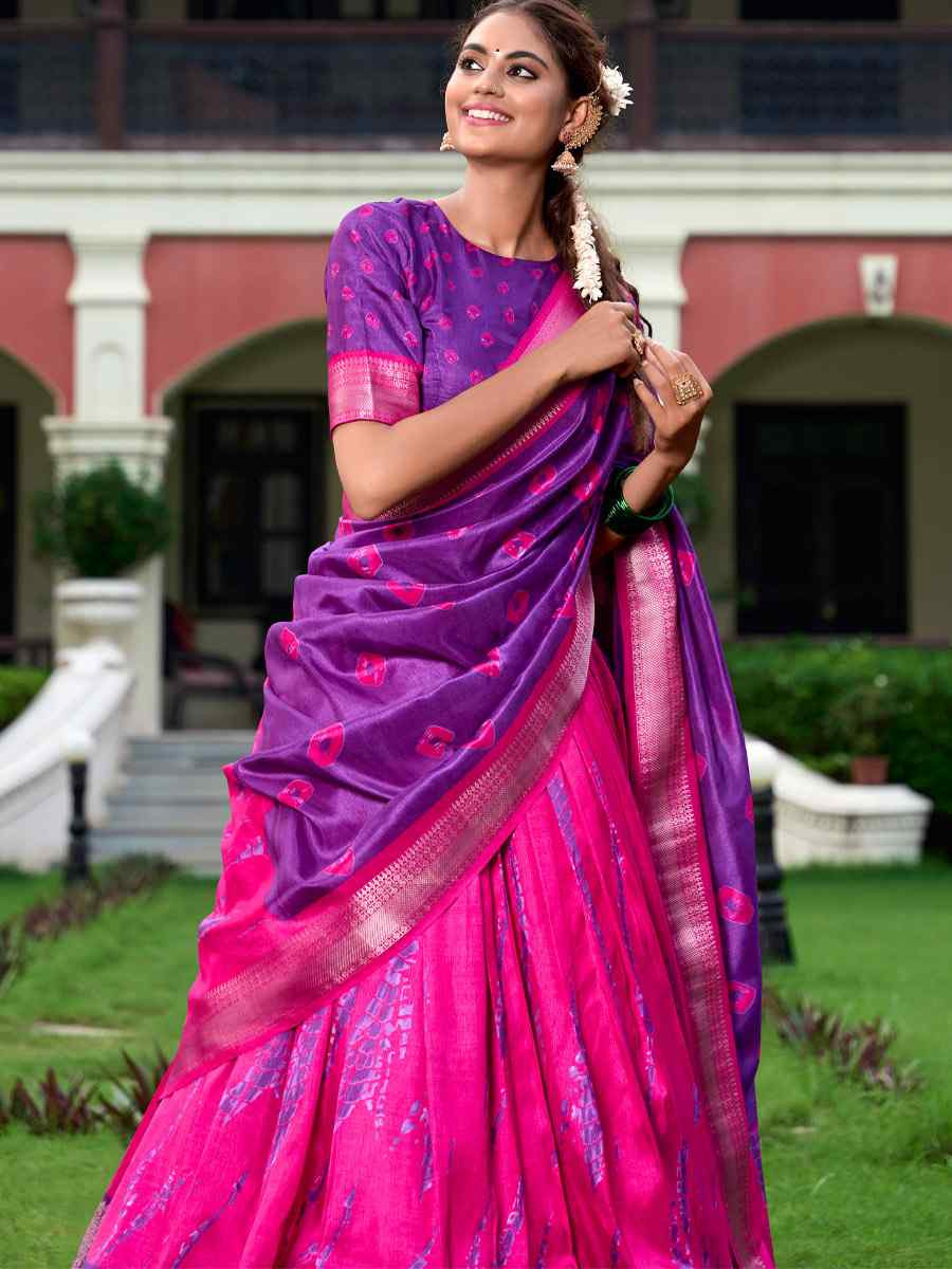 Pink Dola Silk Printed And Hand Embroidered Party Reception Wedding Lehenga Choli