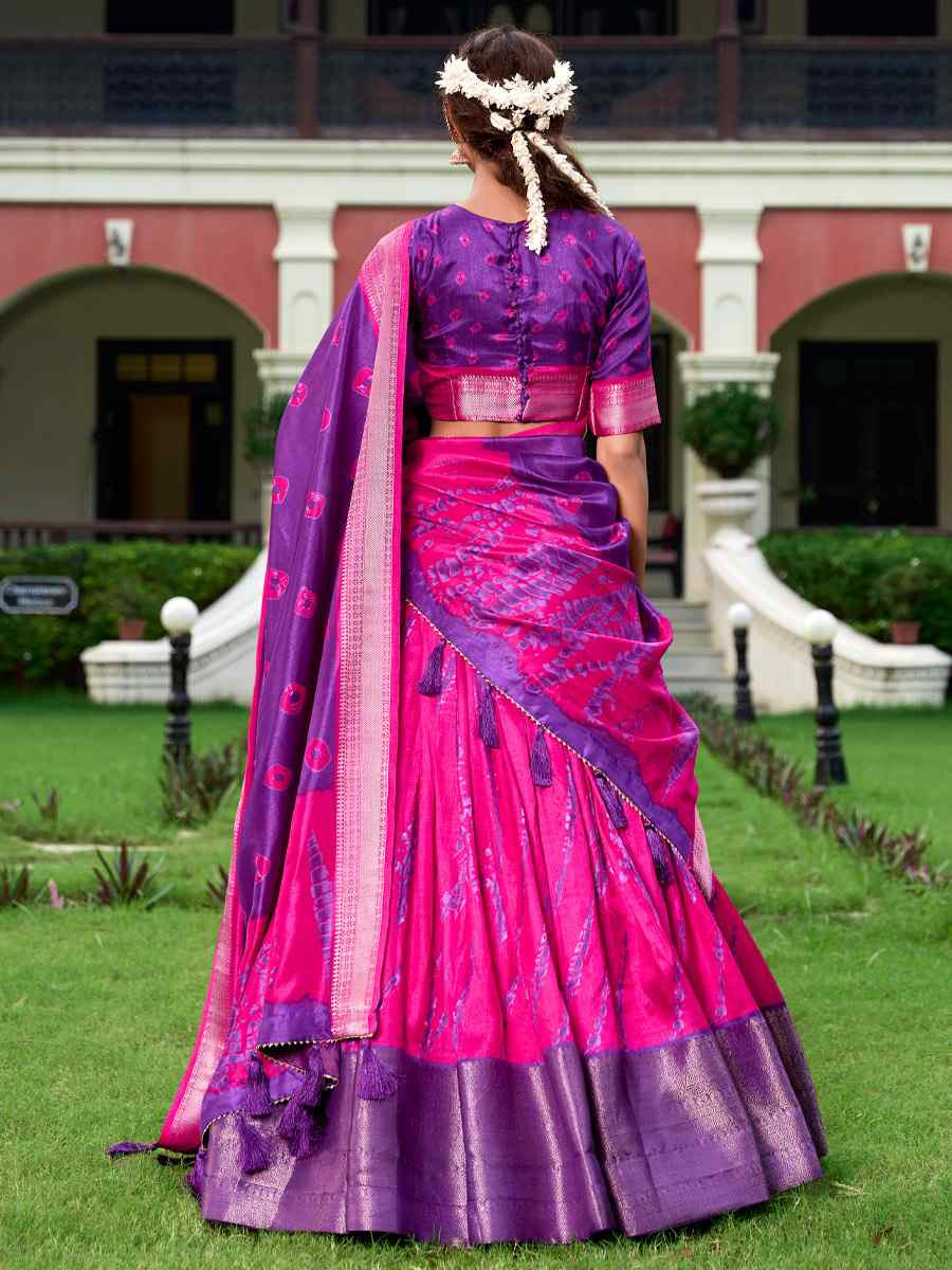 Pink Dola Silk Printed And Hand Embroidered Party Reception Wedding Lehenga Choli
