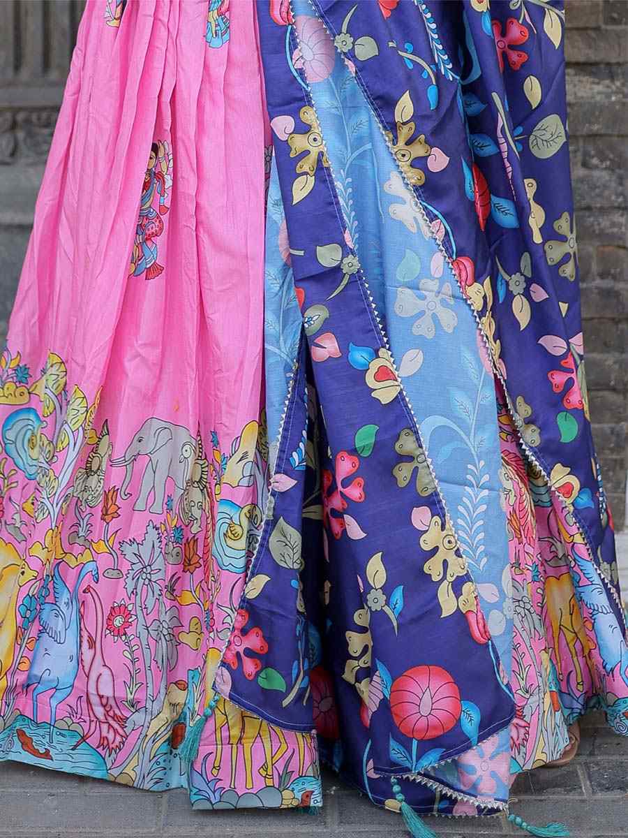 Pink Dola Silk Printed Mehendi Festival Traditional Lehenga Choli