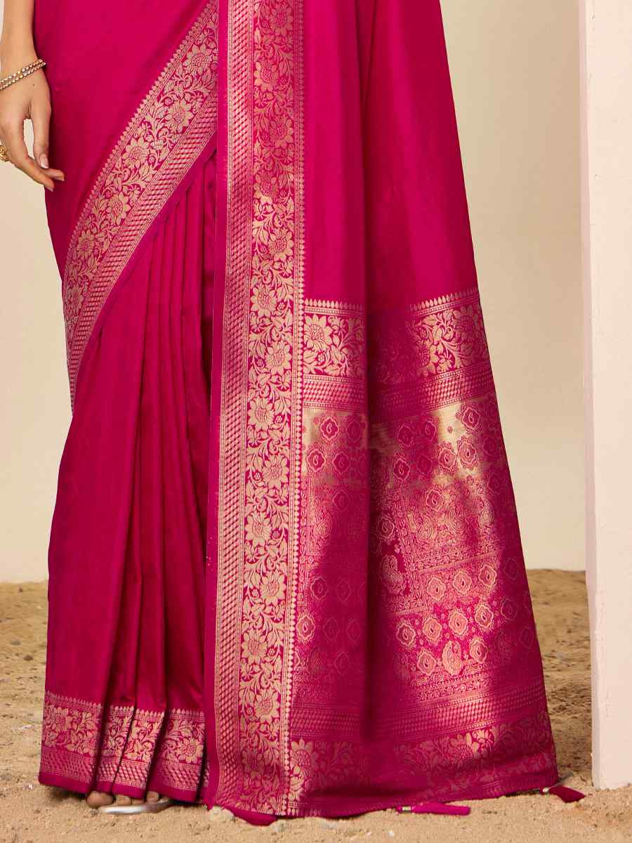 Pink Dolla Silk Handwoven Festival Wedding Fancy Heavy Border Saree
