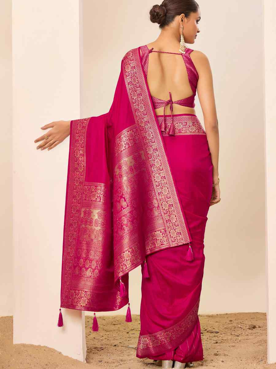 Pink Dolla Silk Handwoven Festival Wedding Fancy Heavy Border Saree