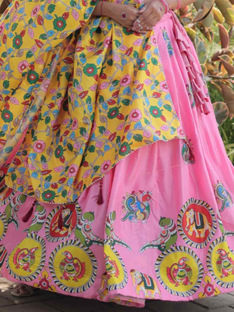 Pink Dolla Silk Printed Mehendi Festival Contemporary Lehenga Choli