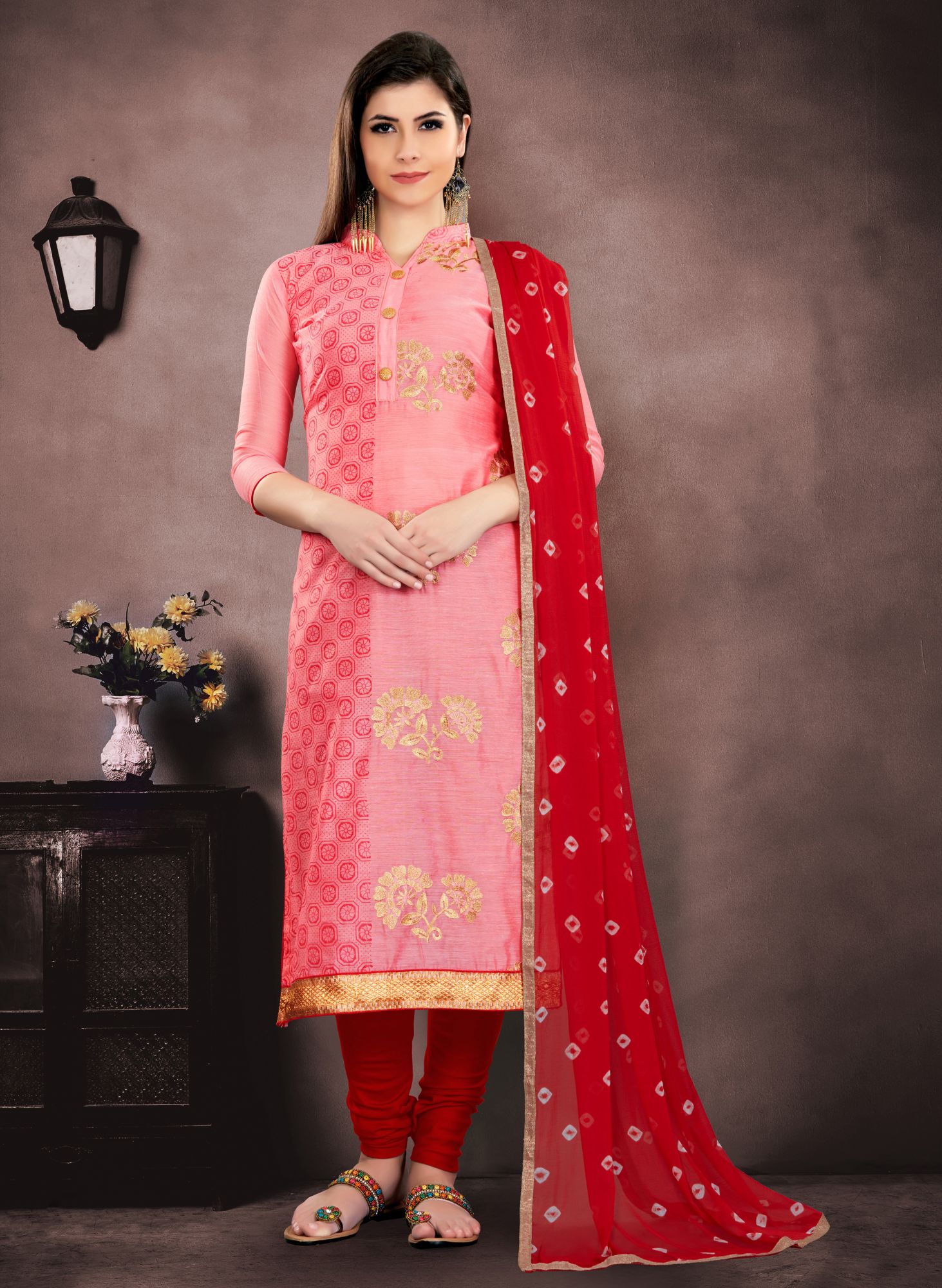 Pink Embroidery Festival Party Churidar Salwar Kameez