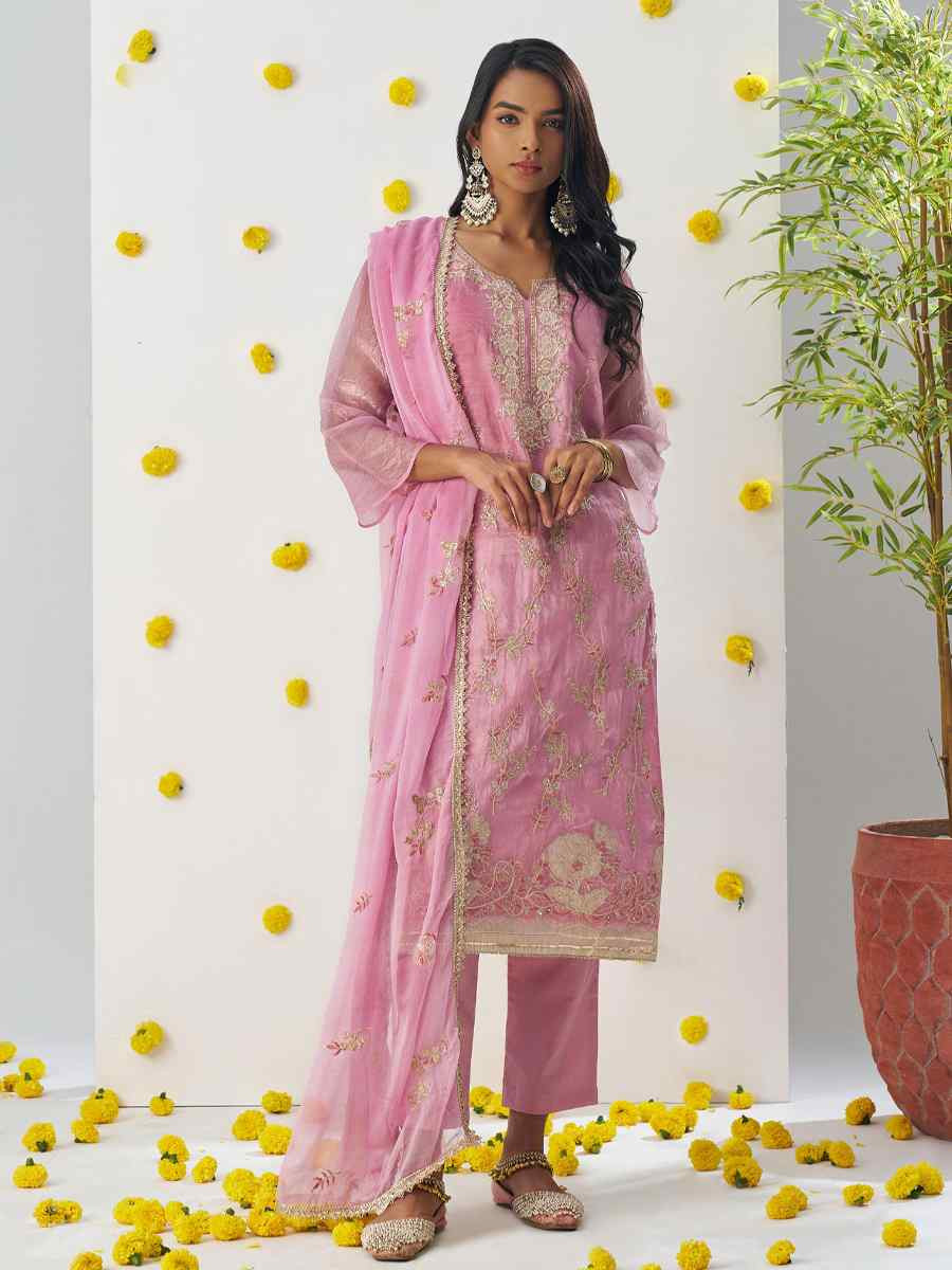 Pink Fancy Crush Embroidered Mehendi Wedding Ready Pant Salwar Kameez