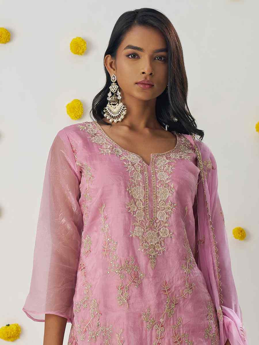Pink Fancy Crush Embroidered Mehendi Wedding Ready Pant Salwar Kameez