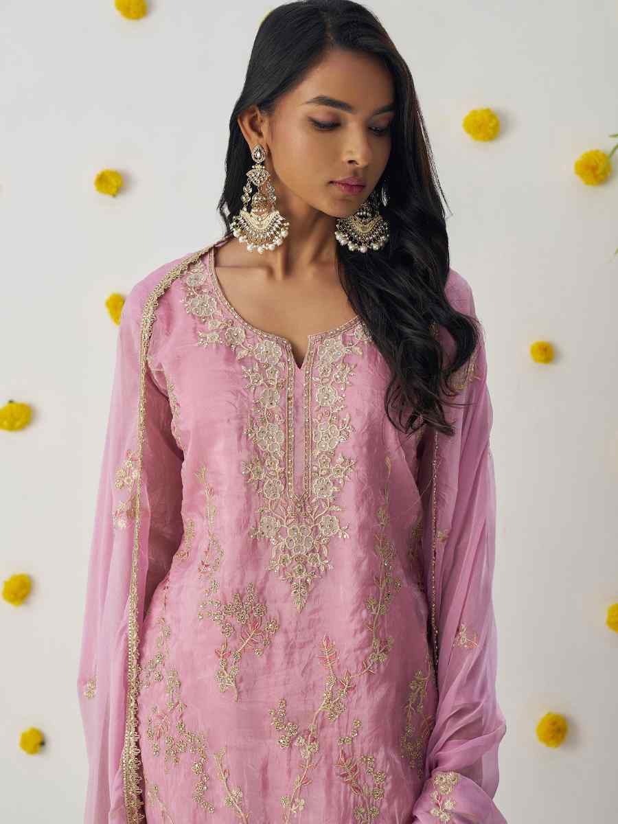 Pink Fancy Crush Embroidered Mehendi Wedding Ready Pant Salwar Kameez