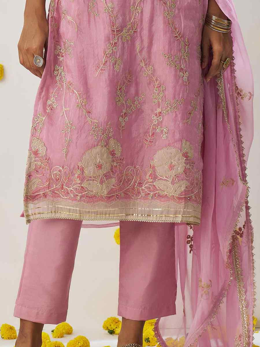 Pink Fancy Crush Embroidered Mehendi Wedding Ready Pant Salwar Kameez