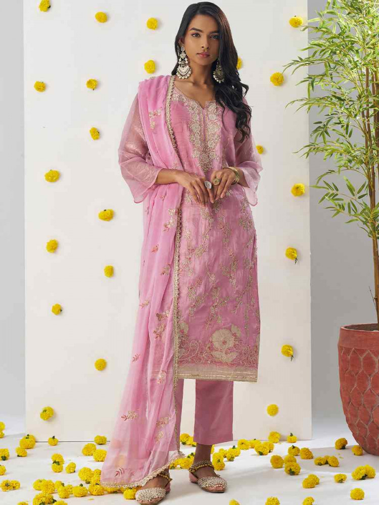 Pink Fancy Crush Embroidered Party Casual Ready Pant Salwar Kameez