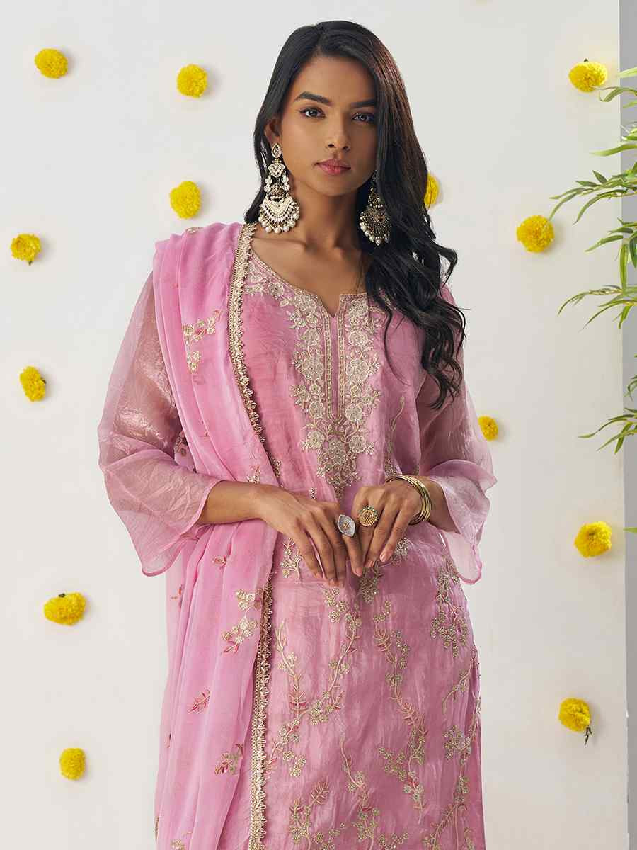 Pink Fancy Crush Embroidered Party Casual Ready Pant Salwar Kameez