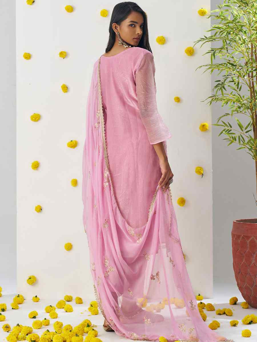 Pink Fancy Crush Embroidered Party Casual Ready Pant Salwar Kameez