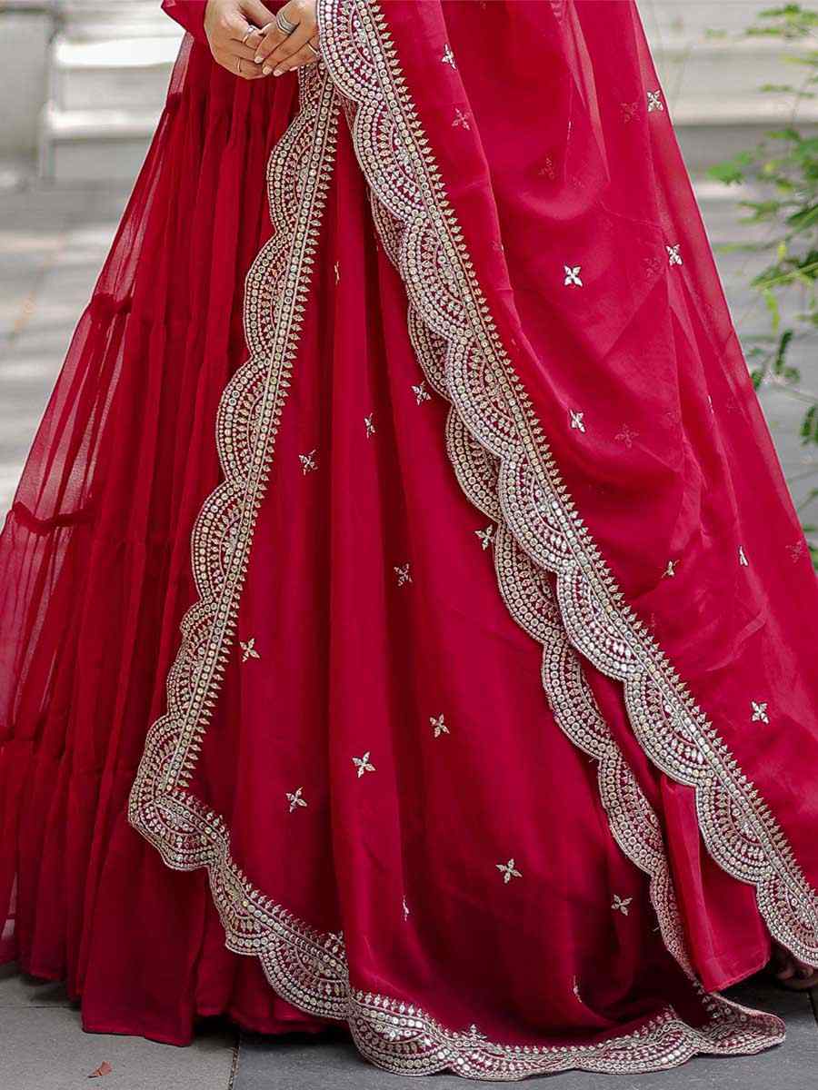 Pink Faux Blooming Embroidered Festival Casual Gown