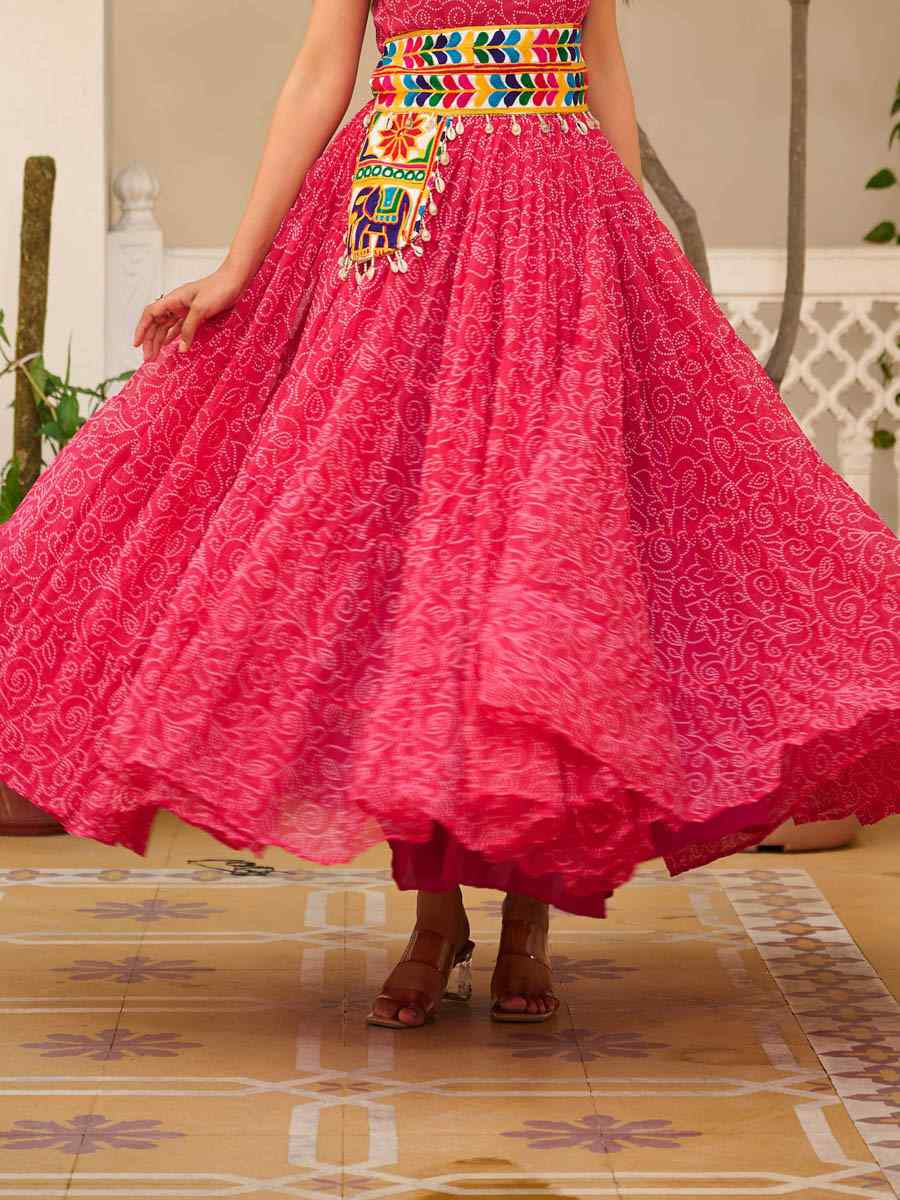 Pink Faux Georgette Embroidered Festival Casual Gown